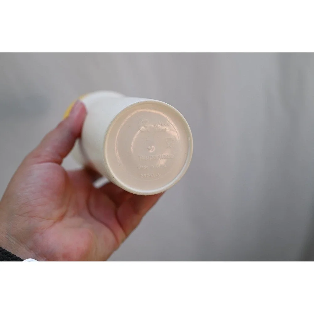 Vintage Tupperware 2874A Cups Set of 2 Yellow Cream 10.5oz Tumblers Plastic USA